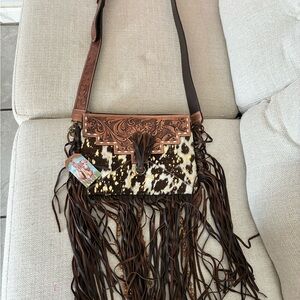 Bohemian Fringed Leather Crossbody Bag